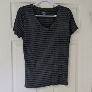 Merona v-neck t-shirt, XL, gray with black stripes
